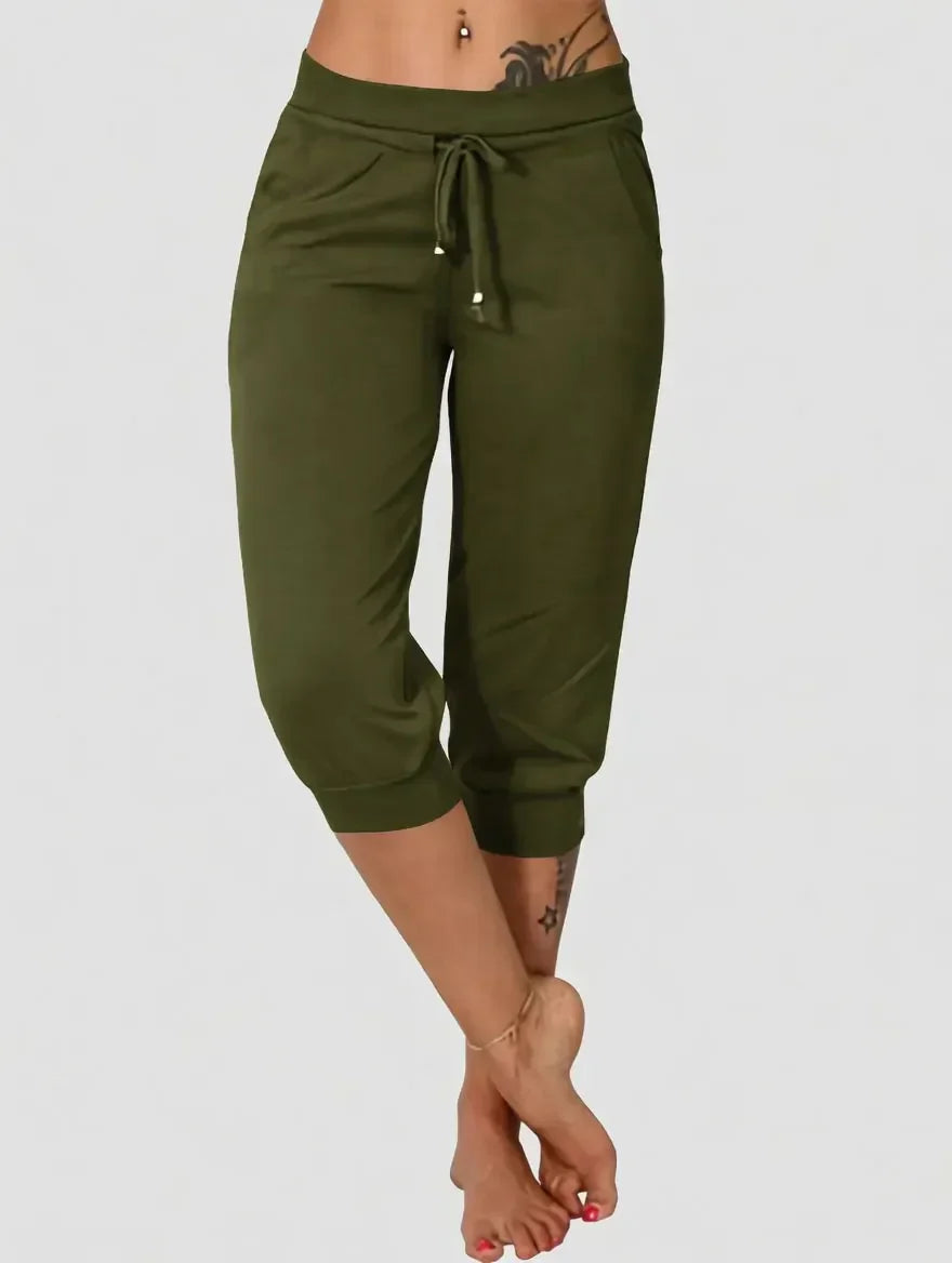 🔥Hot Summer Sale🔥Comfy All-Day Stretch Capri Joggers - Lightweight Summer Cropped Lounge Pants with Deep Pockets
