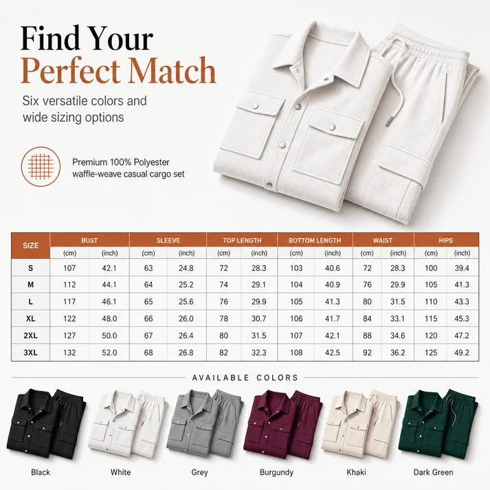 Men's Casual Waffle Knit Jacket and Pants Set