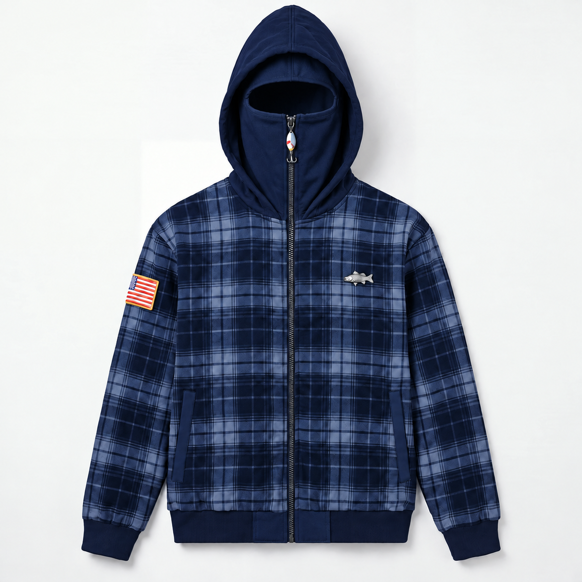 Men's Vintage Plaid Full-Zip Hooded Jacket – High Neck Outdoor Casual Coat
