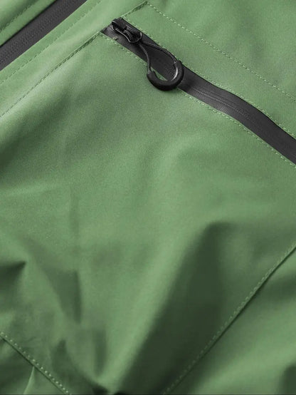 Men's Waterproof Windproof Zip Hooded Jacket, Outdoor Casual All-Season Coat