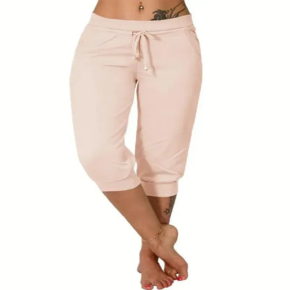 🔥Hot Summer Sale🔥Comfy All-Day Stretch Capri Joggers - Lightweight Summer Cropped Lounge Pants with Deep Pockets