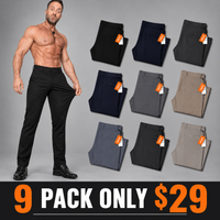 9-PACK ONLY $29-(Black / Dark Navy / Charcoal / Navy / Gray / Khaki / Slate Blue / Dark Gray / Stone)