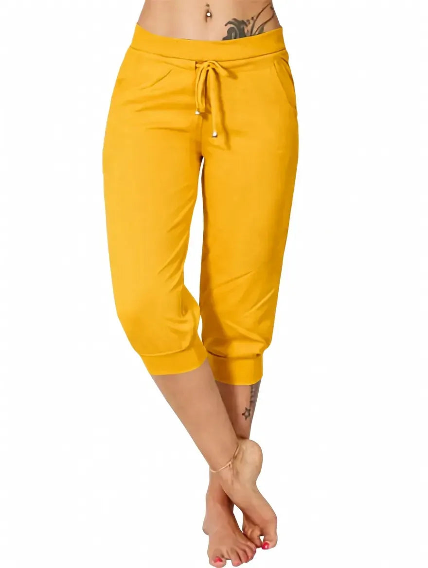 🔥Hot Summer Sale🔥Comfy All-Day Stretch Capri Joggers - Lightweight Summer Cropped Lounge Pants with Deep Pockets