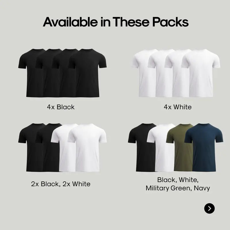 Men's 4-Pack Short Sleeve Crew Neck T-Shirts – Premium Fit for Everyday Comfort & Casual Style