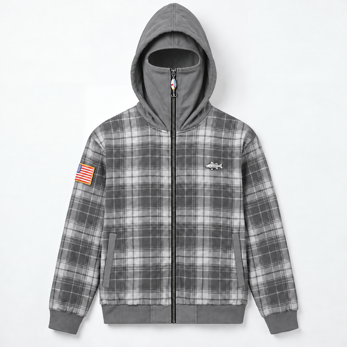Men's Vintage Plaid Full-Zip Hooded Jacket – High Neck Outdoor Casual Coat