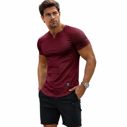 💪 Men's Muscle Fit V Neck T Shirt | Stretch Ribbed Workout Tee for Everyday Style