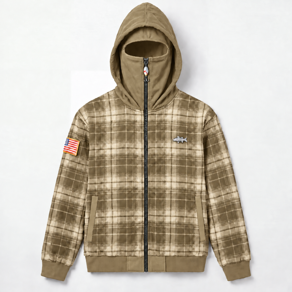 Men's Vintage Plaid Full-Zip Hooded Jacket – High Neck Outdoor Casual Coat