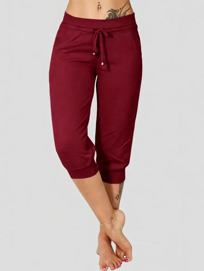 🔥Hot Summer Sale🔥Comfy All-Day Stretch Capri Joggers - Lightweight Summer Cropped Lounge Pants with Deep Pockets