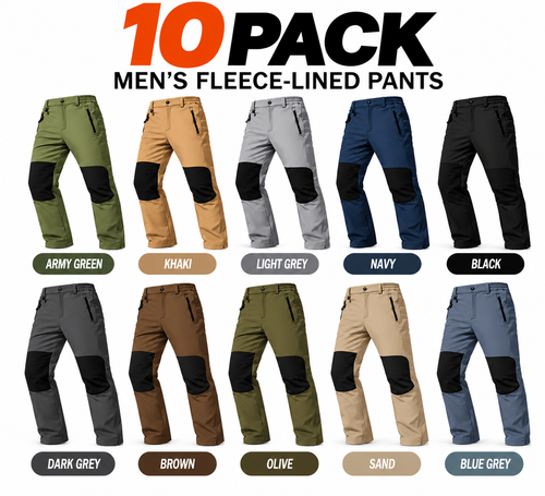 Men's waterproof and warm trousers; waterproof fabric with a pure cotton lining