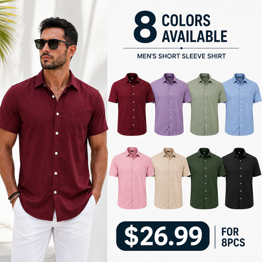 Mens Linen Shirt Short Sleeve