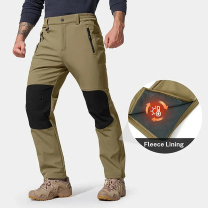 Men's waterproof and warm trousers; waterproof fabric with a pure cotton lining
