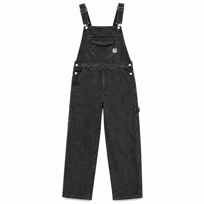 Men's Heavyweight Cotton Denim Overalls Relaxed Fit Straight Leg Dungarees with Multi Pocket Utility