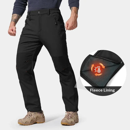 Men's waterproof and warm trousers; waterproof fabric with a pure cotton lining