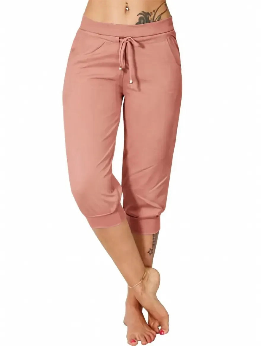 🔥Hot Summer Sale🔥Comfy All-Day Stretch Capri Joggers - Lightweight Summer Cropped Lounge Pants with Deep Pockets