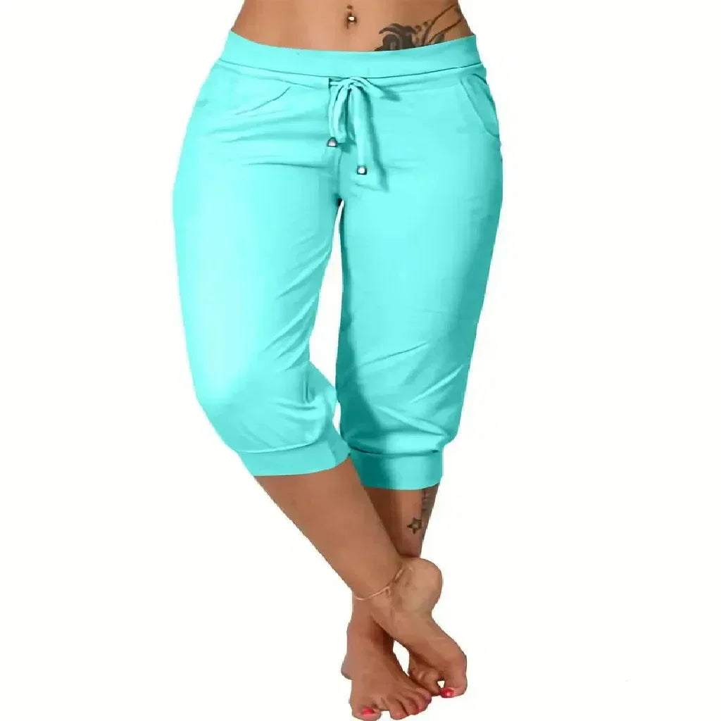 🔥Hot Summer Sale🔥Comfy All-Day Stretch Capri Joggers - Lightweight Summer Cropped Lounge Pants with Deep Pockets