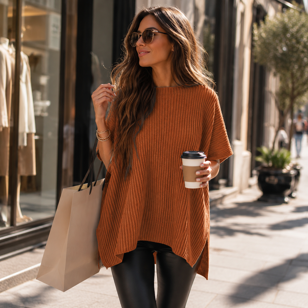 2026 SummerVibes Women's Crew Neck Batwing Short Sleeve Ribbed Knit Top - Oversized High Low Side Split Casual Pullover for Daily Outings summerwins
