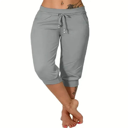 🔥Hot Summer Sale🔥Comfy All-Day Stretch Capri Joggers - Lightweight Summer Cropped Lounge Pants with Deep Pockets