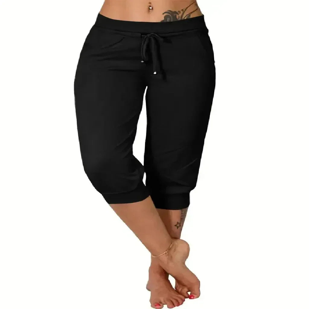 🔥Hot Summer Sale🔥Comfy All-Day Stretch Capri Joggers - Lightweight Summer Cropped Lounge Pants with Deep Pockets