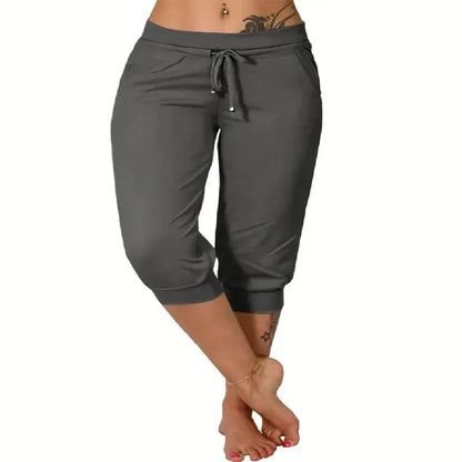 🔥Hot Summer Sale🔥Comfy All-Day Stretch Capri Joggers - Lightweight Summer Cropped Lounge Pants with Deep Pockets