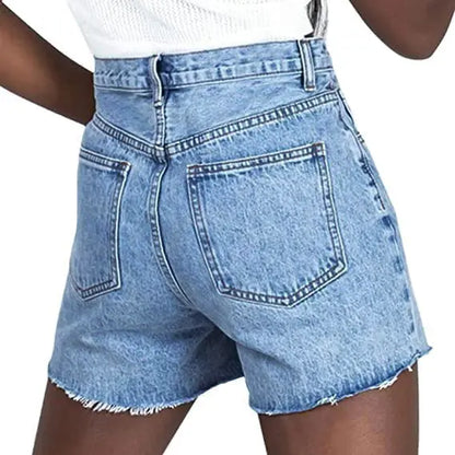 Women Crossover High Waisted Jeans Shorts Stretchy Casual Denim Shorts Boyfriend Summer Womenswear Streetwear Bottom Fit Ripped Style Chic