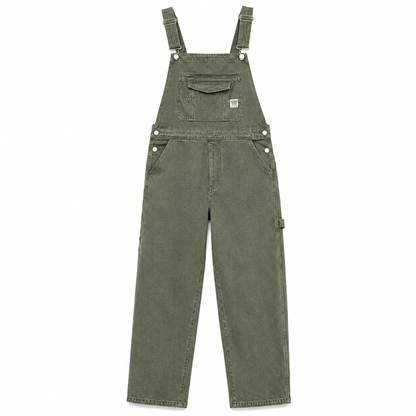 Men's Heavyweight Cotton Denim Overalls Relaxed Fit Straight Leg Dungarees with Multi Pocket Utility