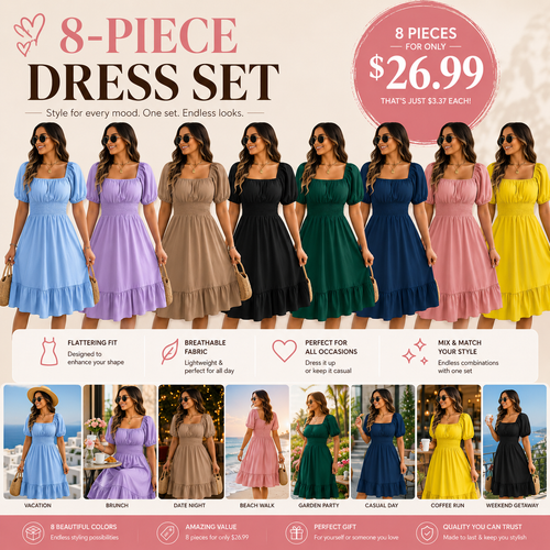 Floral Shirred Puff Sleeve A-Line Dress – Square Neck Ruffle Hem Summer Midi Dress for Women