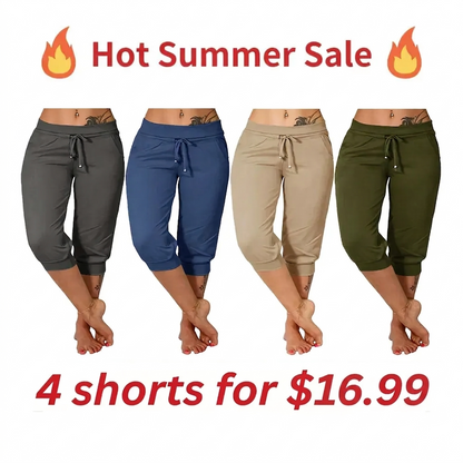 🔥Hot Summer Sale🔥Comfy All-Day Stretch Capri Joggers - Lightweight Summer Cropped Lounge Pants with Deep Pockets