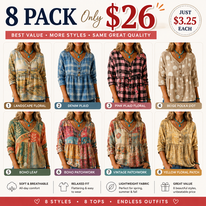 Women's Loose Fit V-Neck Casual Blouse