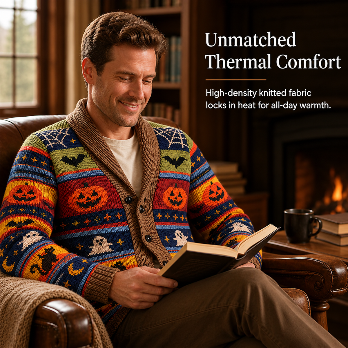 Halloween Special Offer-Men's Shawl Collar Striped Knit Cardigan Sweater