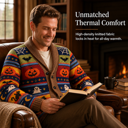 Halloween Special Offer-Men's Shawl Collar Striped Knit Cardigan Sweater