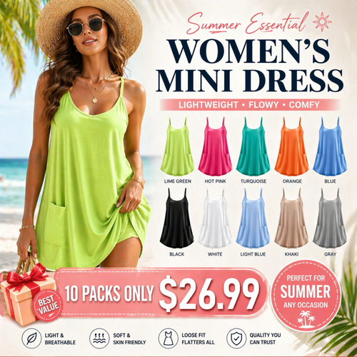 Special Sale❤️Women's Summer Sleeveless Mini Dress V Neck Spaghetti