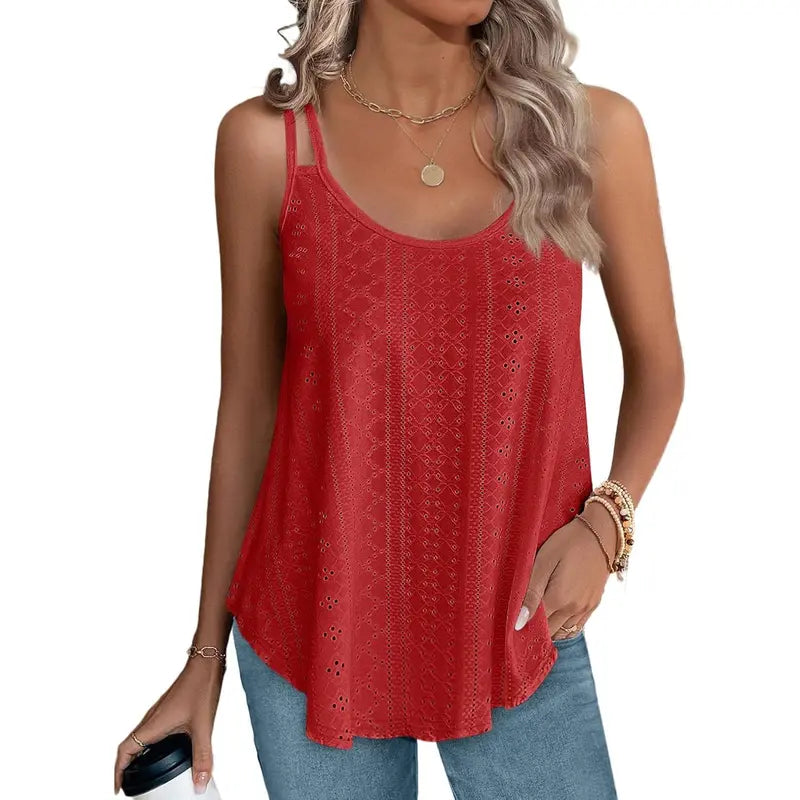 Women's Lightweight Spaghetti Strap Tank Top | Loose Fit Scoop Neck Summer Beach Cami