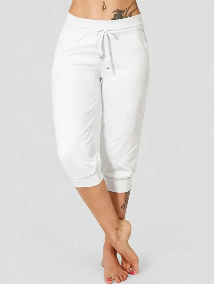 🔥Hot Summer Sale🔥Comfy All-Day Stretch Capri Joggers - Lightweight Summer Cropped Lounge Pants with Deep Pockets
