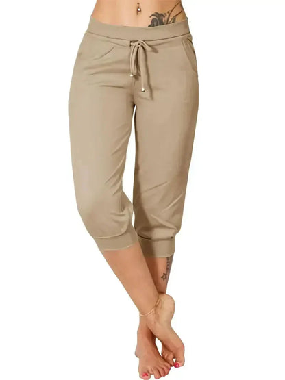🔥Hot Summer Sale🔥Comfy All-Day Stretch Capri Joggers - Lightweight Summer Cropped Lounge Pants with Deep Pockets