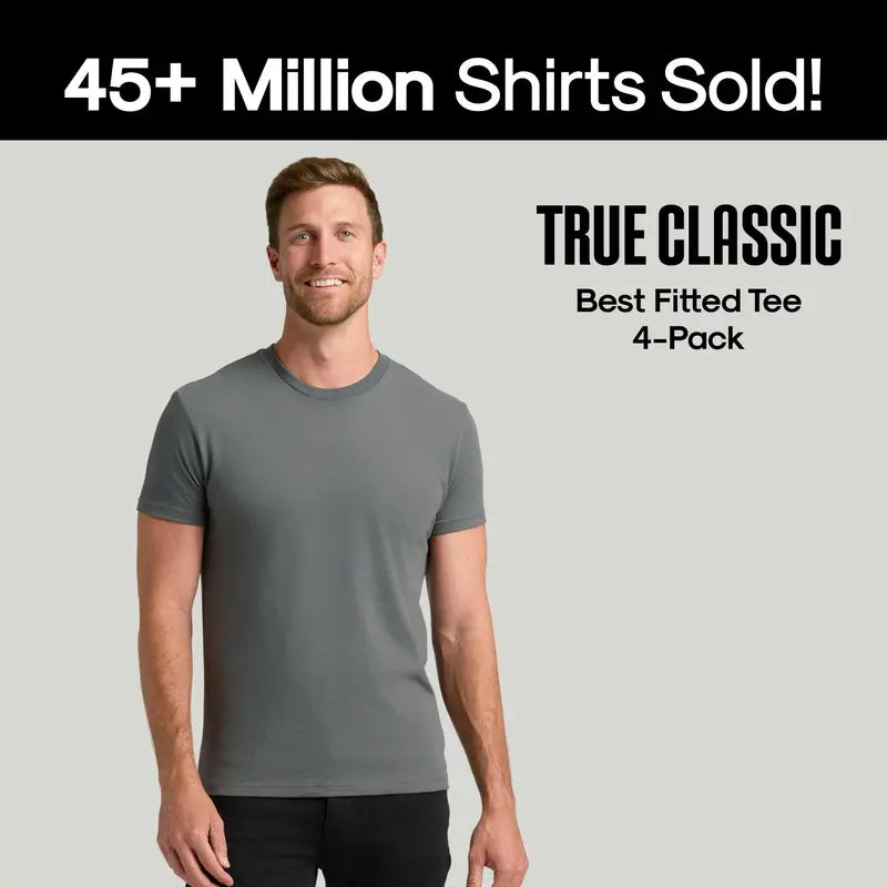 Men's 4-Pack Short Sleeve Crew Neck T-Shirts – Premium Fit for Everyday Comfort & Casual Style