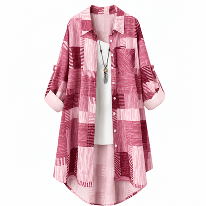Casual Loose Fit Plaid Long Sleeve Shirt Plus Size Sun Protection Outerwear for Spring and Autumn