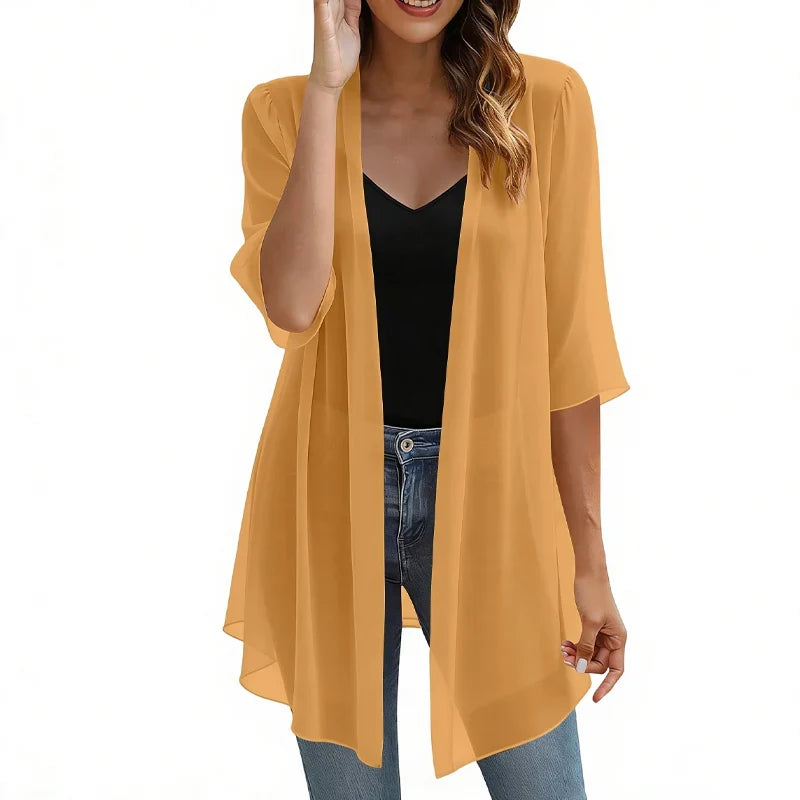 Women's Lightweight Open Front Chiffon Cardigan