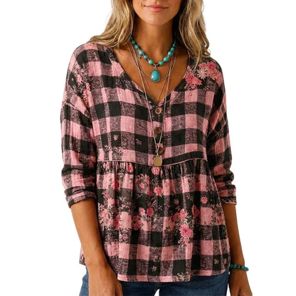 Women's Loose Fit V-Neck Casual Blouse