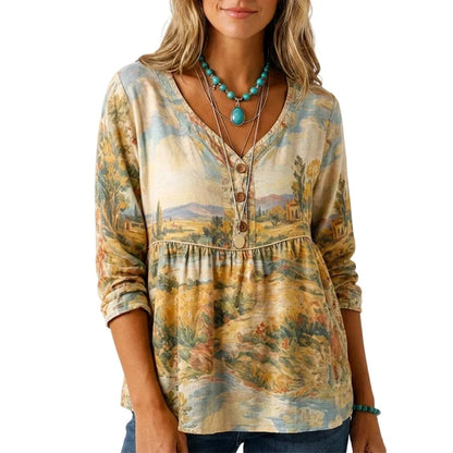 Women's Loose Fit V-Neck Casual Blouse