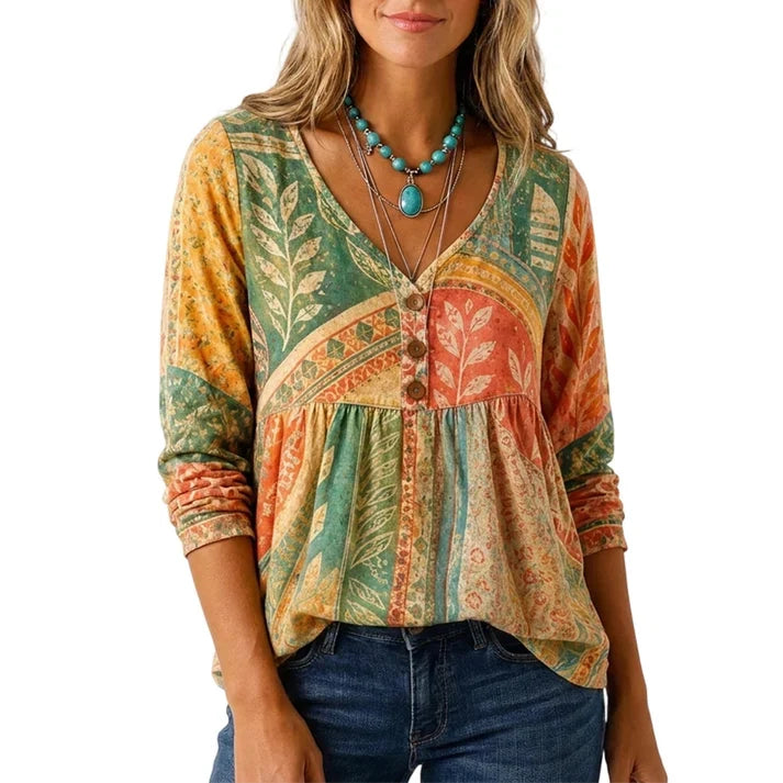 Women's Loose Fit V-Neck Casual Blouse