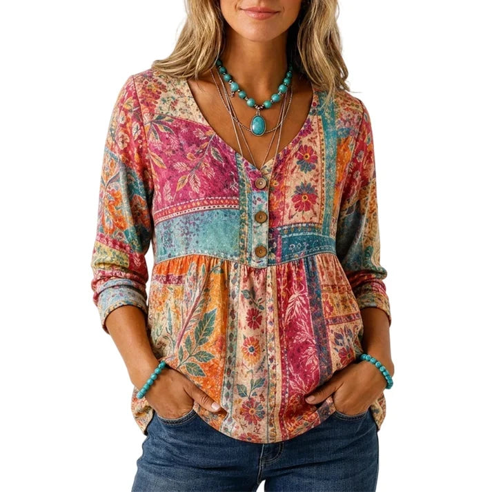 Women's Loose Fit V-Neck Casual Blouse