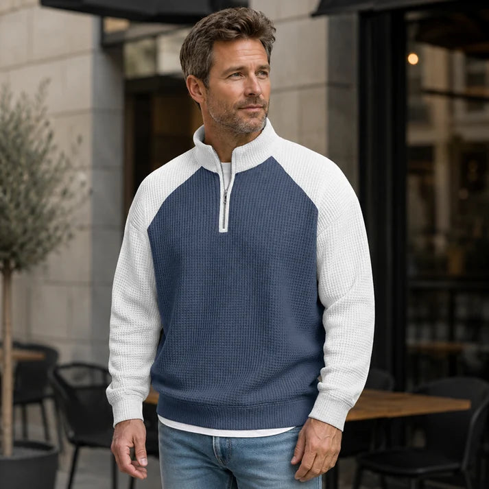Men's Waffle Knit Quarter Zip T-Shirt