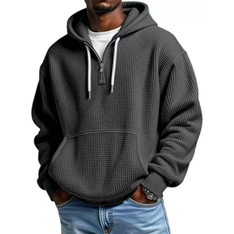Men's Knit Quarter-Zip Hoodie Sweatshirt