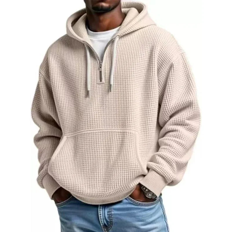 Men's Knit Quarter-Zip Hoodie Sweatshirt