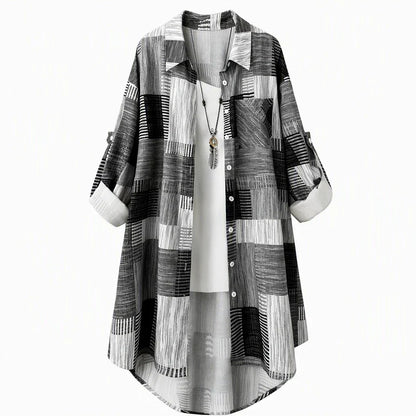 Casual Loose Fit Plaid Long Sleeve Shirt Plus Size Sun Protection Outerwear for Spring and Autumn