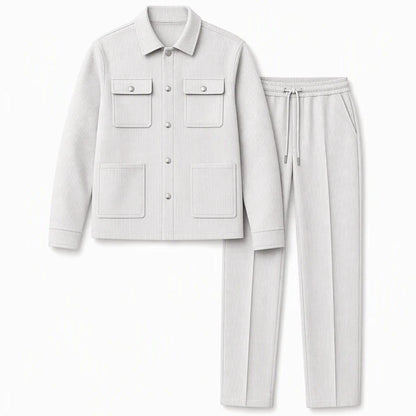 Men's Casual Waffle Knit Jacket and Pants Set
